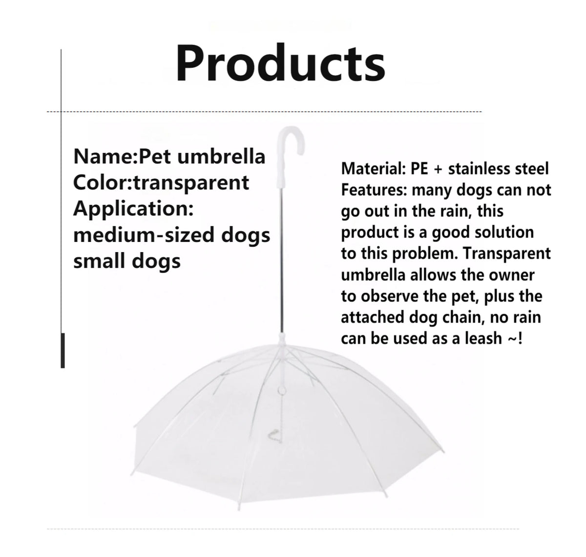 2026 New Pet Umbrella Leash Rainproof Snowproof Dog Umbrella Leash for Small Dogs Adjustable Doggy Umbrella