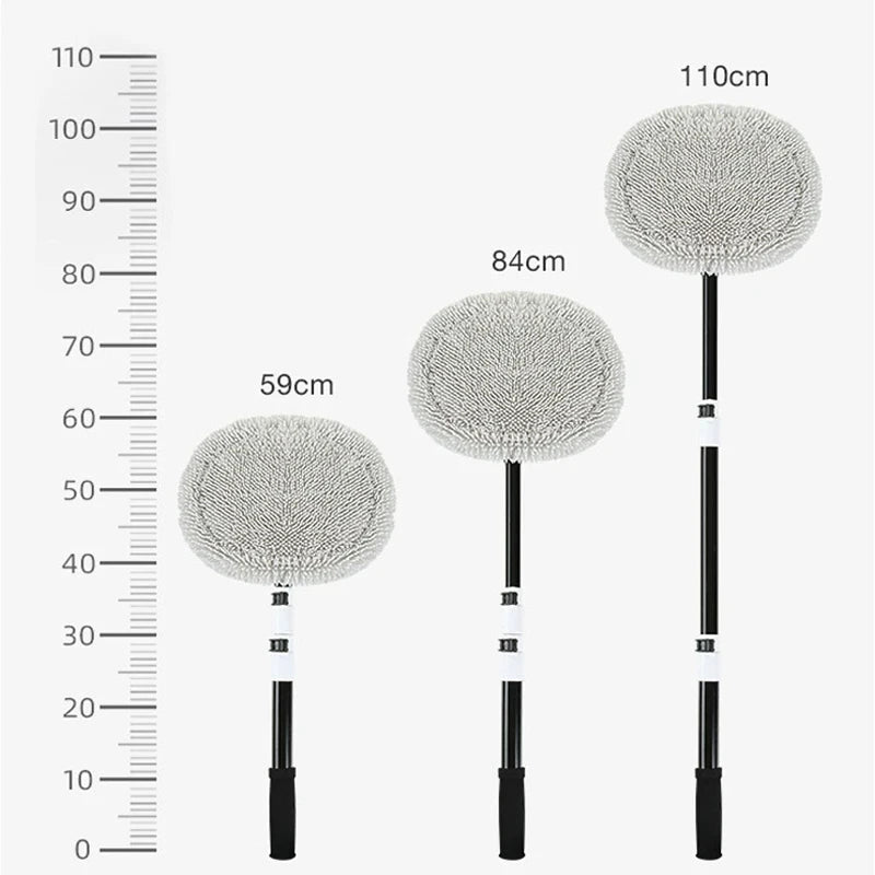 Telescoping Car Wash Brush with Soft Chenille Mop Head – Long Handle Auto Cleaning Tool