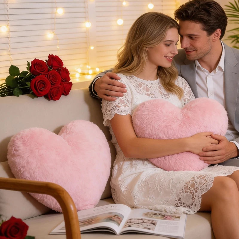 Pink Heart Shaped Pillow 30x40cm Romantic Soft Plush Decorative Cushion Throw Pillow for Sofa Bed Living Room Bedroom Home Decor