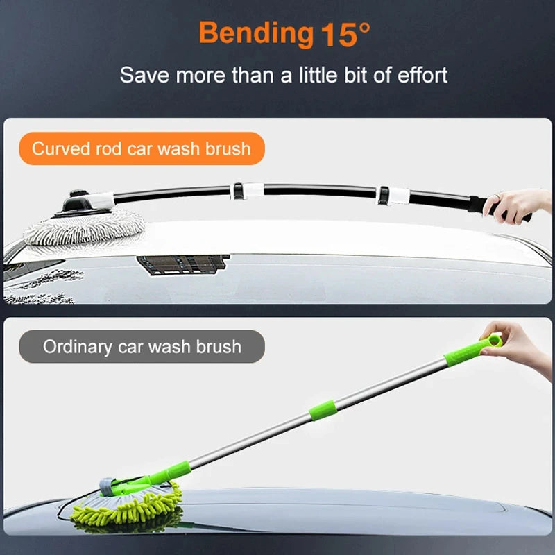 Telescoping Car Wash Brush with Soft Chenille Mop Head – Long Handle Auto Cleaning Tool