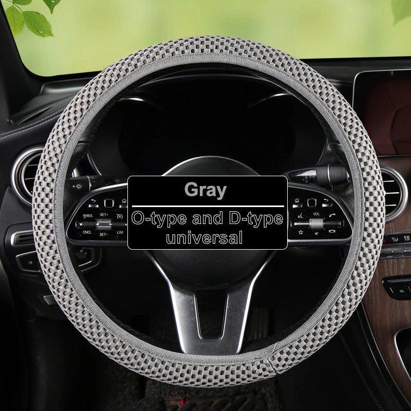 Car Steering Wheel Cover 3D Large Mesh Breathable With No Inner Ring Elastic Handle Cover For 37-38.5 CM Braid On Steering-Wheel