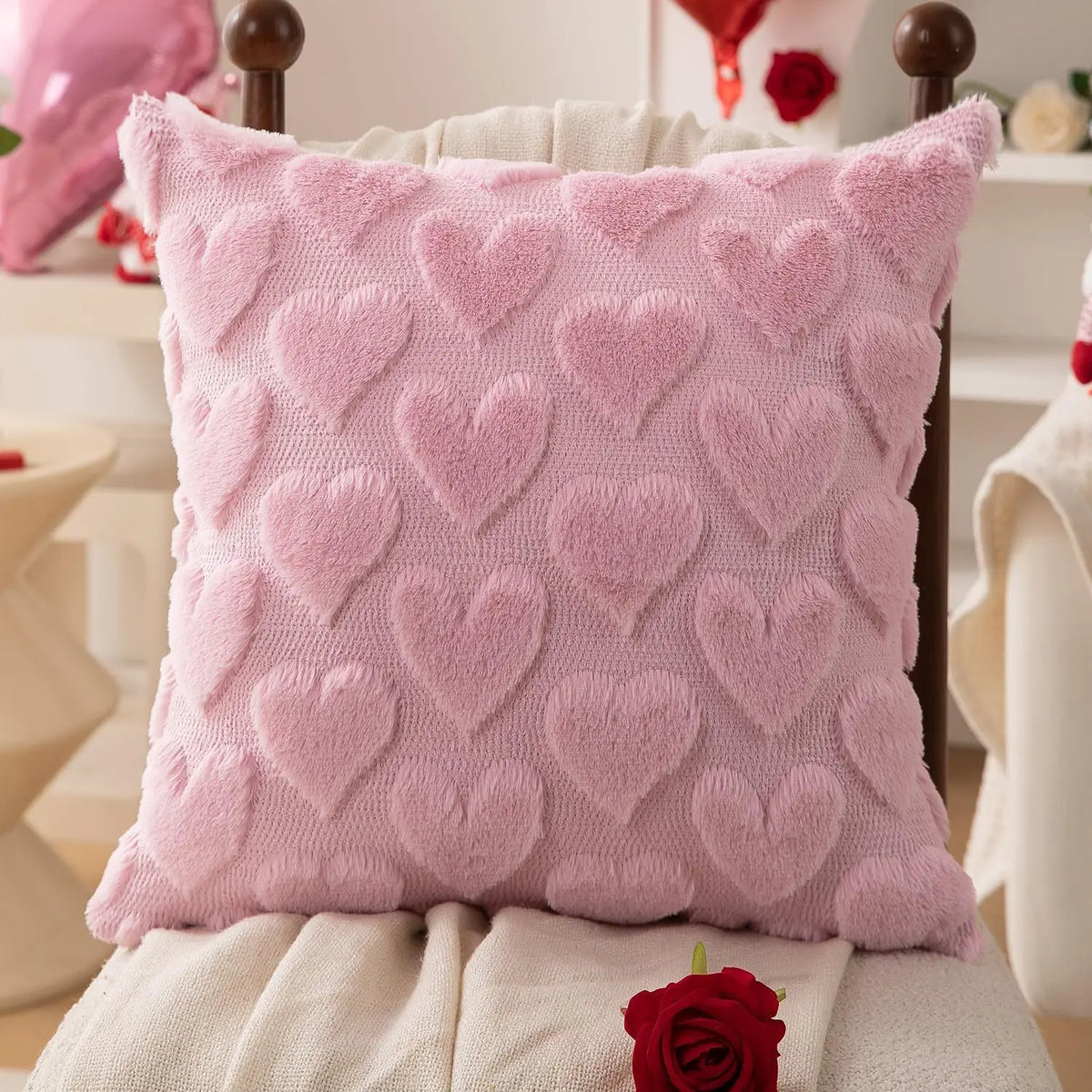 Pink Heart Shaped Pillow 30x40cm Romantic Soft Plush Decorative Cushion Throw Pillow for Sofa Bed Living Room Bedroom Home Decor