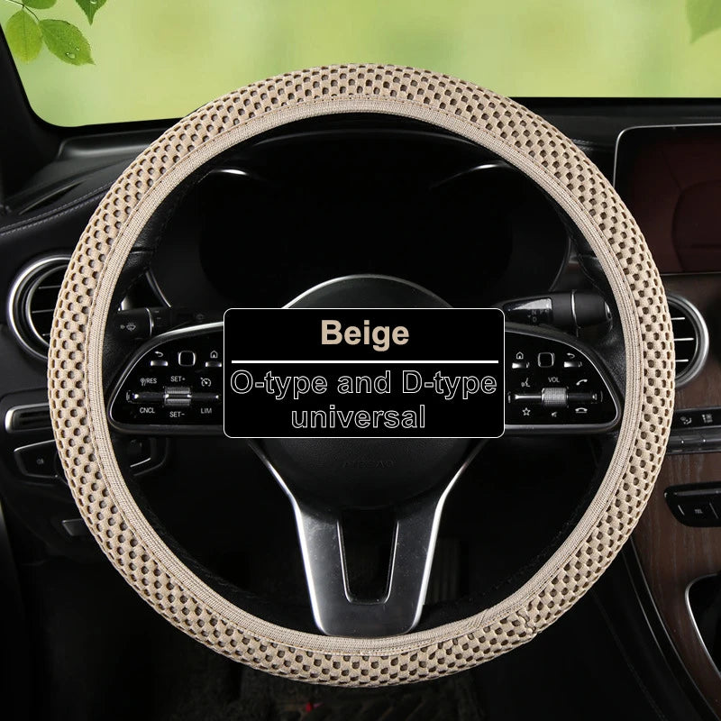 Car Steering Wheel Cover 3D Large Mesh Breathable With No Inner Ring Elastic Handle Cover For 37-38.5 CM Braid On Steering-Wheel