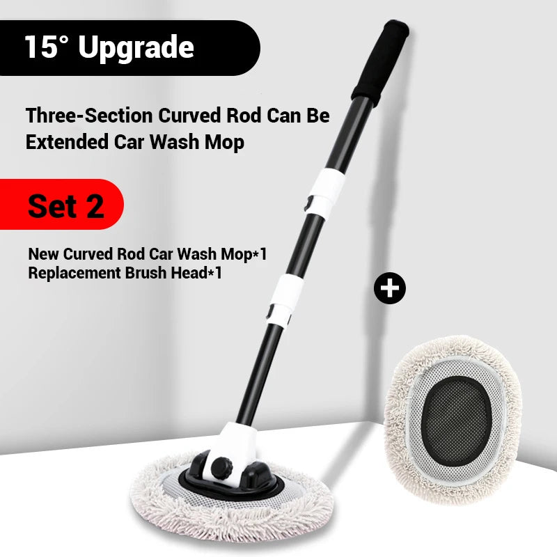 Telescoping Car Wash Brush with Soft Chenille Mop Head – Long Handle Auto Cleaning Tool