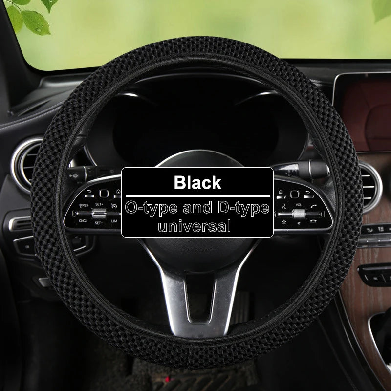 Car Steering Wheel Cover 3D Large Mesh Breathable With No Inner Ring Elastic Handle Cover For 37-38.5 CM Braid On Steering-Wheel