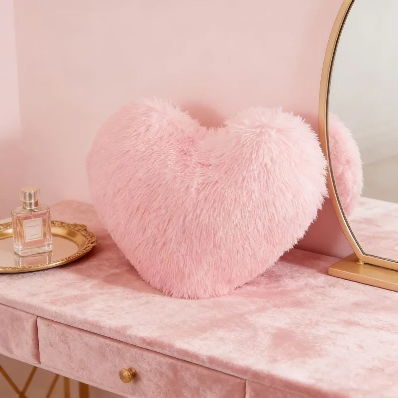 Pink Heart Shaped Pillow 30x40cm Romantic Soft Plush Decorative Cushion Throw Pillow for Sofa Bed Living Room Bedroom Home Decor