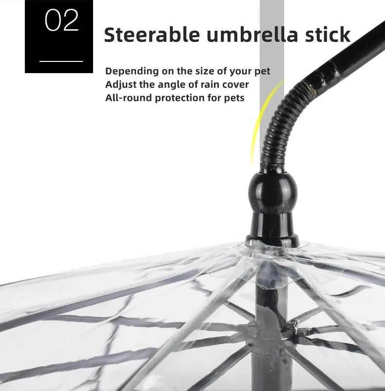2023 New Pet Umbrella Leash Rainproof Snowproof Dog Umbrella Leash for Small Dogs Steerable Adjustable Doggy Outdoor Umbrella
