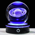 3D Saturn Crystal Ball Night Light with LED Colorful Lighting Touch Base 6cm Saturn Planet Glass Sphere Lamp Astronomy Space