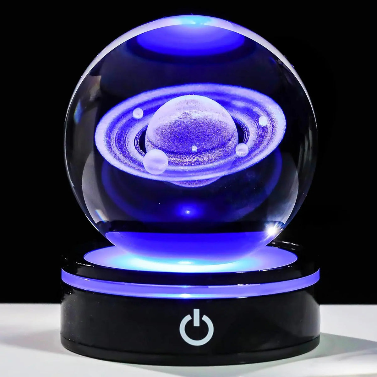 3D Saturn Crystal Ball Night Light with LED Colorful Lighting Touch Base 6cm Saturn Planet Glass Sphere Lamp Astronomy Space