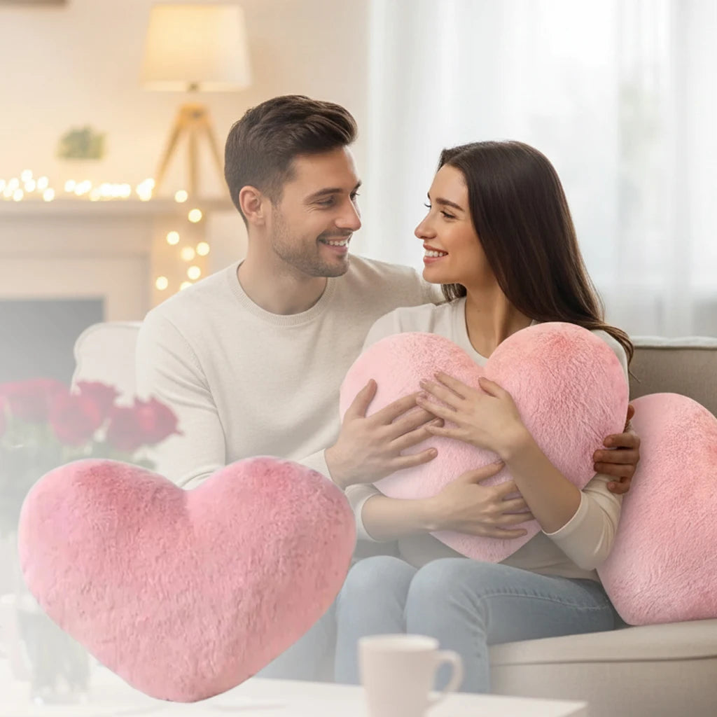 Pink Heart Shaped Pillow 30x40cm Romantic Soft Plush Decorative Cushion Throw Pillow for Sofa Bed Living Room Bedroom Home Decor
