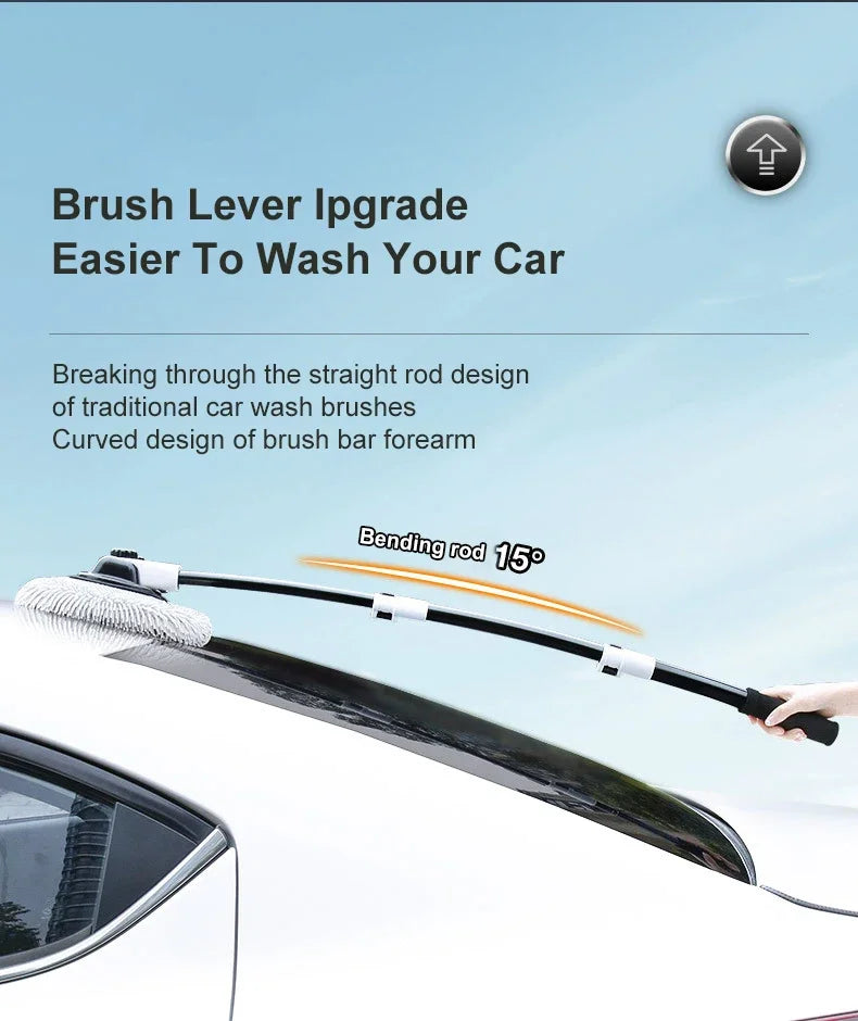 Telescoping Car Wash Brush with Soft Chenille Mop Head – Long Handle Auto Cleaning Tool